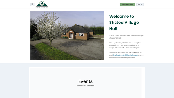 Screenshot of the Stisted Village Hall website
