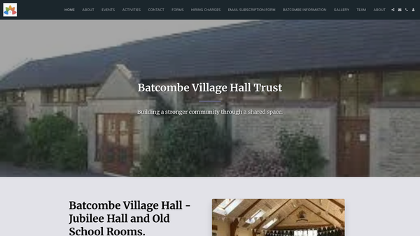 Screenshot of the Batcombe Village Hall Trust website