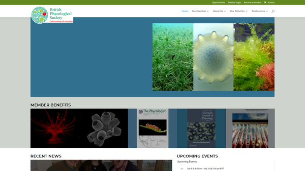 Screenshot of the The British Phycological Society website