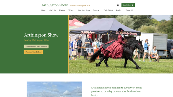 Screenshot of the The Arthington Bramhope Pool And District Horticultural And Agricultural Society website