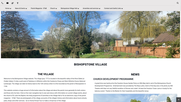 Screenshot of the Bishopstone Village Hall website