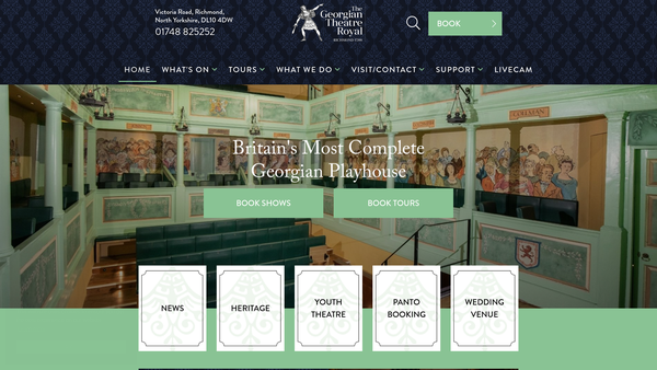 Screenshot of the Georgian Theatre (Richmond) Trust Ltd website
