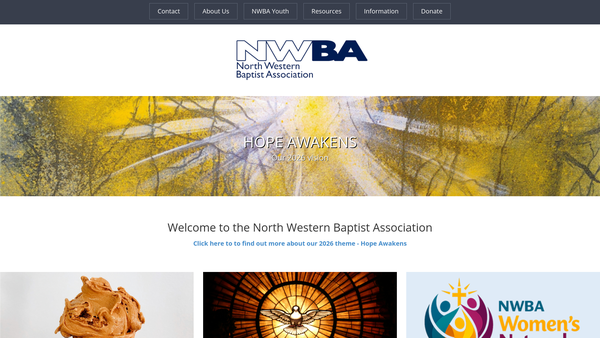 Screenshot of the North Western Baptist Association website