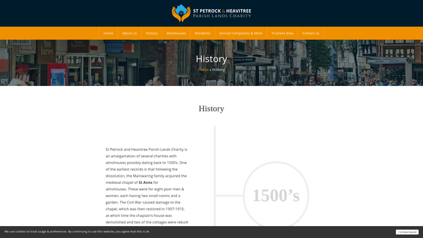Screenshot of the The St Petrock And Heavitree Parish Lands Charity (The Parish Lands Charity) website