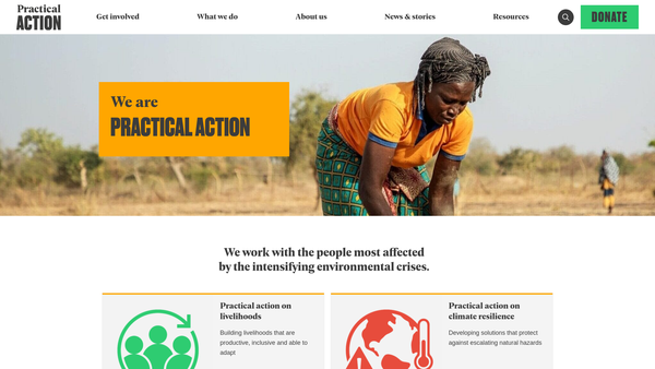 Screenshot of the Practical Action website