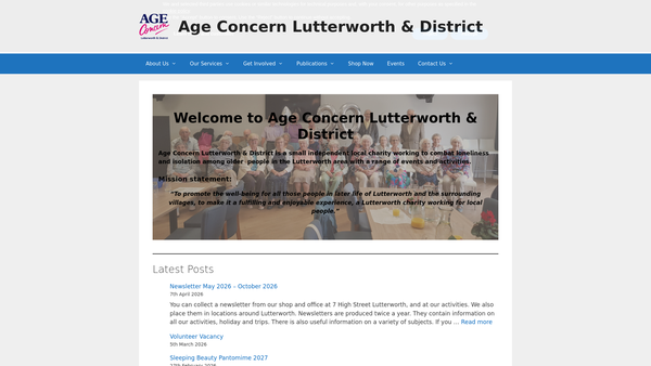 Screenshot of the Age Concern Lutterworth And District website