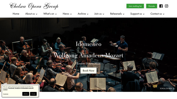 Screenshot of the Chelsea Opera Group Trust website