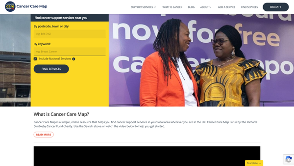Screenshot of the The Richard Dimbleby Cancer Fund website