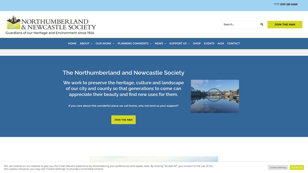 Screenshot of the Northumberland And Newcastle Society website