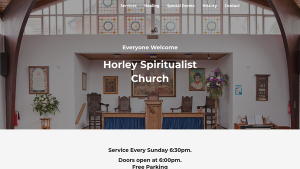 Screenshot of the Horley Spiritualist Association website