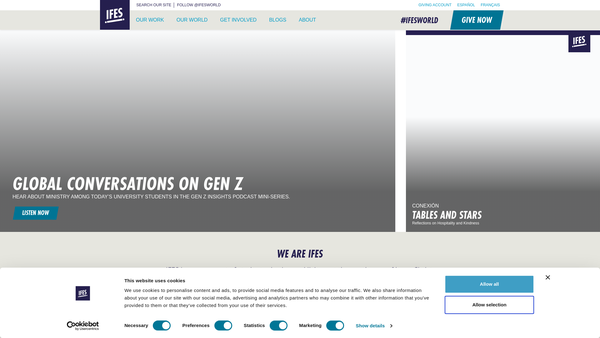 Screenshot of the International Fellowship Of Evangelical Students website