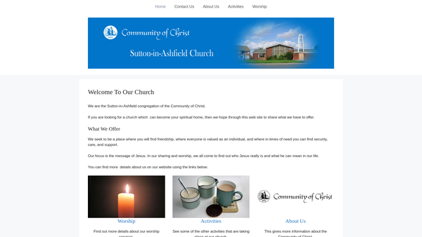 Screenshot of the Community Of Christ (Sutton-In-Ashfield) website