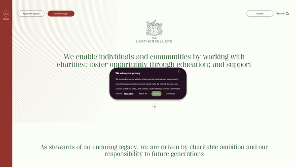 Screenshot of the The Leathersellers' Barnet Charity website