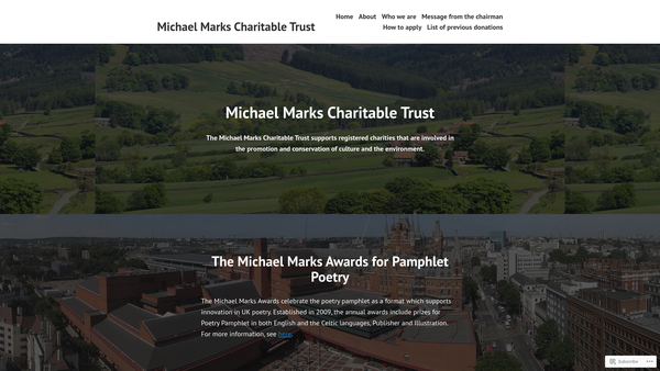Screenshot of the The Michael Marks Charitable Trust website