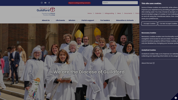 Screenshot of the Guildford Diocesan Board Of Finance website