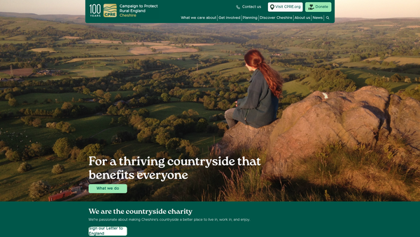 Screenshot of the The Cheshire Branch Of The Campaign To Protect Rural England website