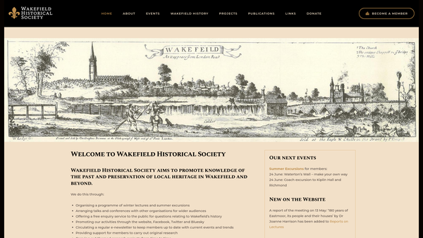 Screenshot of the Wakefield Historical Society website