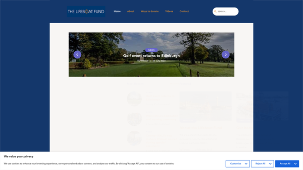 Screenshot of the The Communications And Public Service Lifeboat Fund website