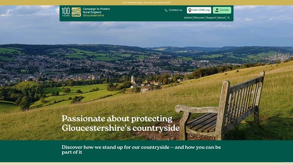 Screenshot of the Campaign To Protect Rural England, Gloucestershire Branch website