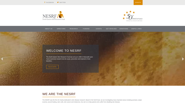 Screenshot of the North Eastern Skin Research Fund website