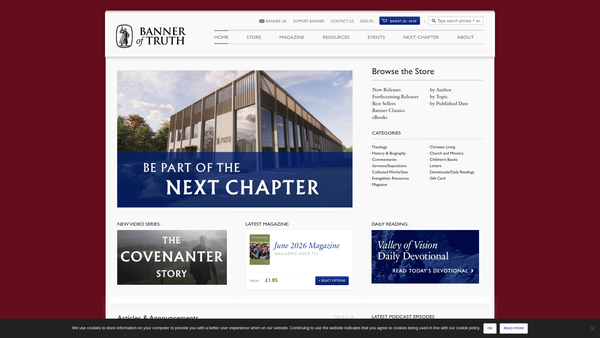 Screenshot of the Banner Of Truth Building Fund website