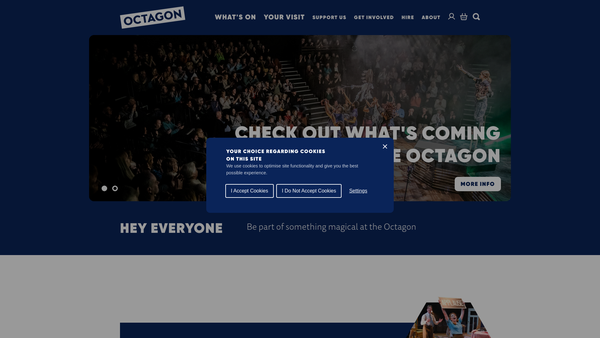 Screenshot of the Octagon Theatre Trust Limited website
