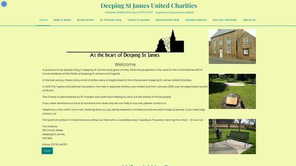 Screenshot of the Deeping St James United Charities website