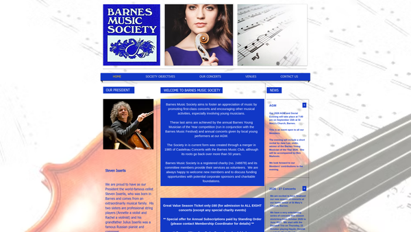 Screenshot of the Barnes Music Society website