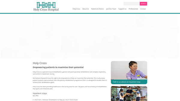 Screenshot of the League Of Friends Of Holy Cross Hospital website