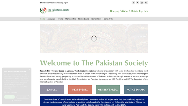 Screenshot of the The Pakistan Society website