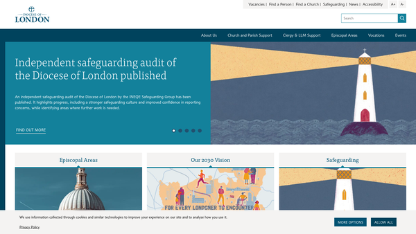 Screenshot of the Bishop Of London's Fund website