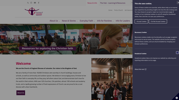 Screenshot of the The Leicester Diocesan Board Of Finance website