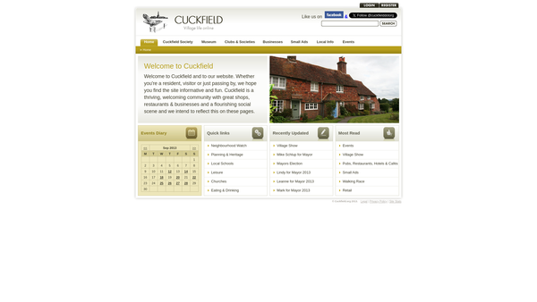 Screenshot of the The Cuckfield Society website