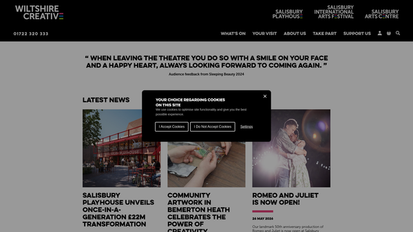 Screenshot of the Wiltshire Creative website