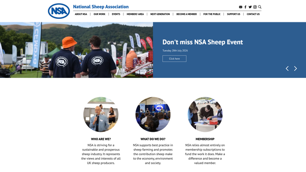 Screenshot of the National Sheep Association website