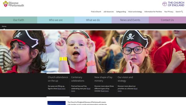 Screenshot of the Portsmouth Diocesan Board Of Finance website