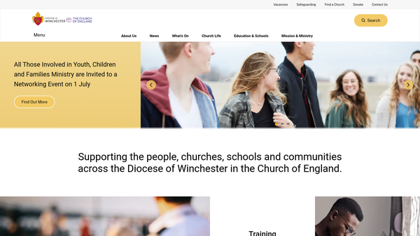 Screenshot of the Winchester Diocesan Board Of Finance website