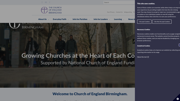 Screenshot of the The Birmingham Diocesan Board Of Finance website