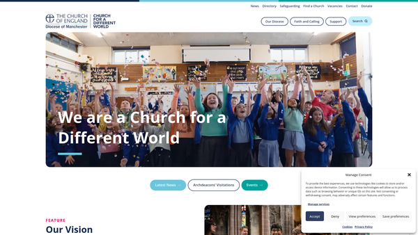 Screenshot of the Manchester Diocesan Board Of Finance website
