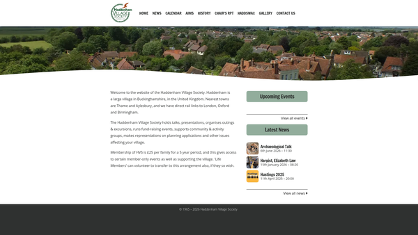 Screenshot of the Haddenham Village Society website