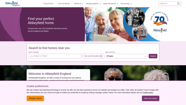 Screenshot of the The Abbeyfield Crowborough Society Limited website