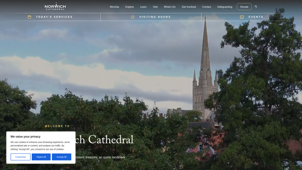 Screenshot of the Friends Of Norwich Cathedral website