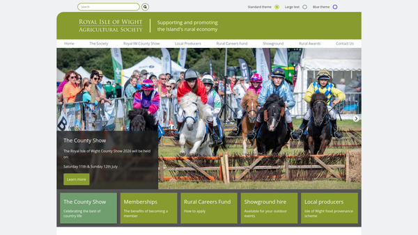 Screenshot of the The Royal Isle Of Wight Agricultural Society website