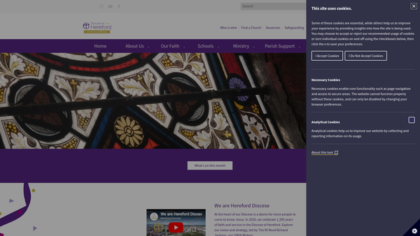 Screenshot of the The Hereford Diocesan Board Of Finance website