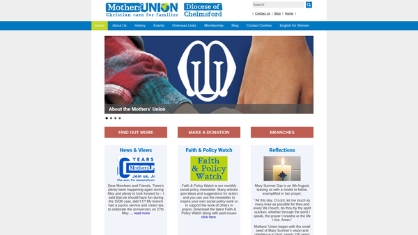 Screenshot of the The Mothers' Union (Diocese Of Chelmsford) website