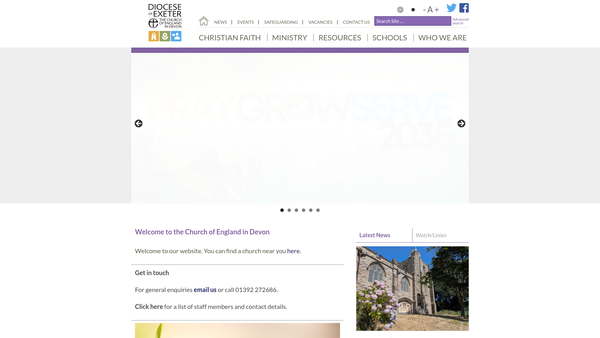 Screenshot of the The Exeter Diocesan Board Of Finance website