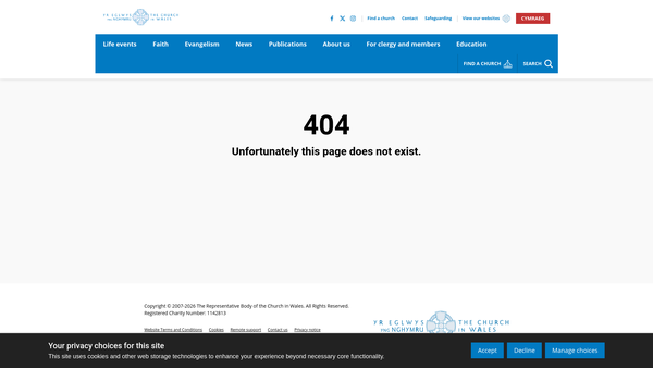 Screenshot of the Swansea And Brecon Diocesan Board Of Finance website