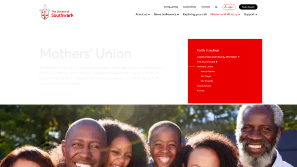 Screenshot of the The Mothers' Union (Southwark Diocese) website