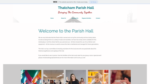 Screenshot of the Thatcham Parish Hall website