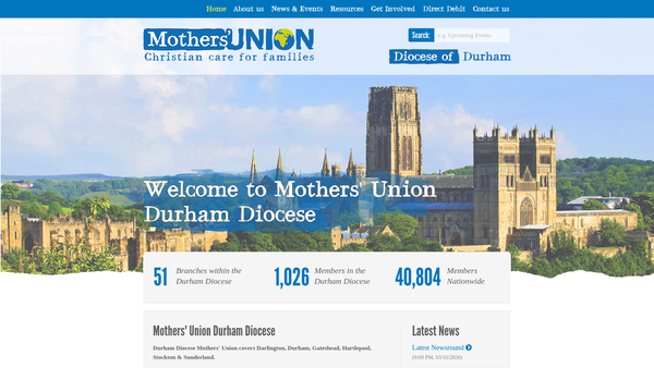 Screenshot of the The Mothers Union (Diocese Of Durham Branch) website